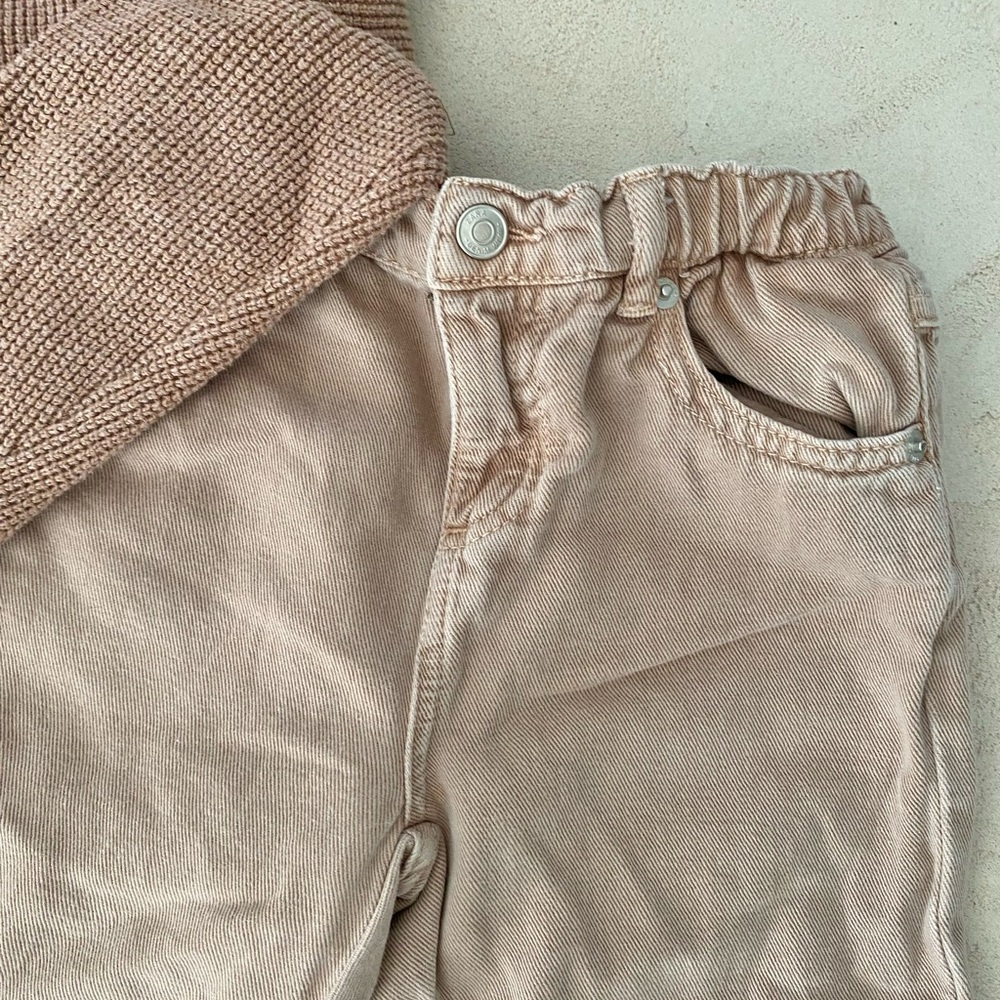 Zara mauve waffle Knit cotton Sweater and ankle Pants Set - Picture 2 of 6